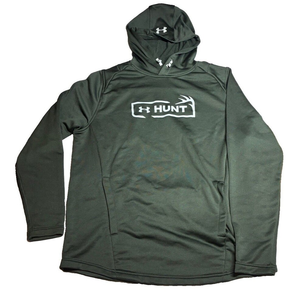 Under Armour Hunt hoodie M Sz L Green Fleece Pullover Loose Hunting thermal